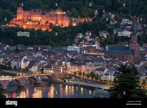 Heidelberg Germany Historical Old Town At Night Stock Photo Alamy