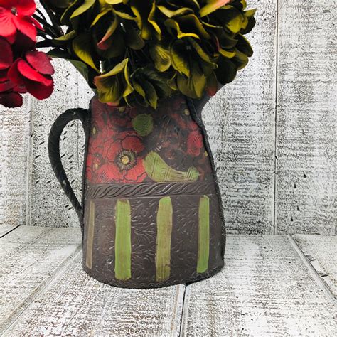 Poppy Teapot Vase Hand Painted Vase Hand Painted Teapot Funky Teapot