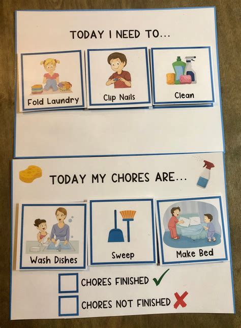 Chores Chart Pecs Visual Schedule Visual Aid Etsy Canada