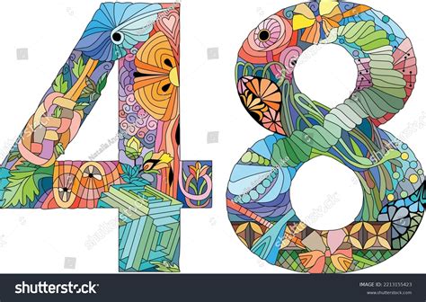 48 Number Vintage Font Engraving Design Stock Vector Royalty Free