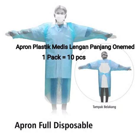 Jual Apron Plastik Medis Lengan Panjang Onemed 1 Pack Isi 10 Pcs