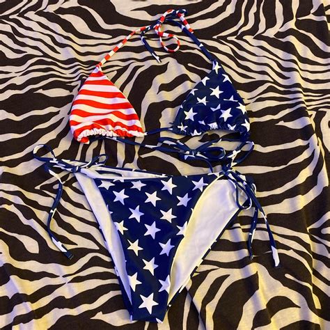 The Cutest American Flag Bikini Set No Tag But Depop