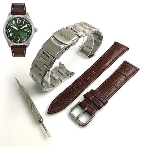 Steel Leather Replacement Watch Band Fits Citizen Eco Drive Bm