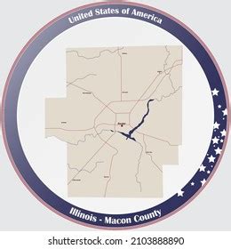 Large Detailed Map Macon County Illinois Stock Vector Royalty Free