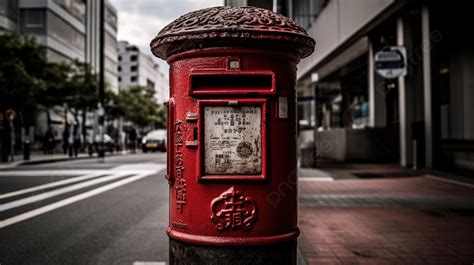 An Old Red Post Box In A City Street Background British Postbox Hd