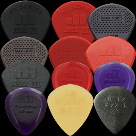 12 Dunlop Jazz III 3 Guitar Picks Variety Max Grip Ultex Nylon