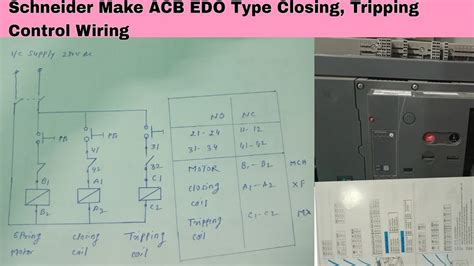 Schneider Make ACB EDO Type Closing Tripping Control Wiring Drawing