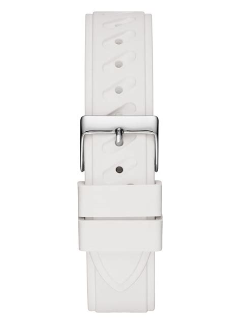 Guess Originals Silver Tone And White Logo Watch