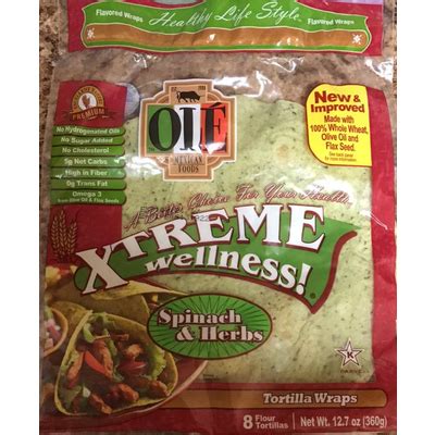 Ole Mexican Xtreme Wellness Spinach And Herbs Tortilla Wraps Nutrition