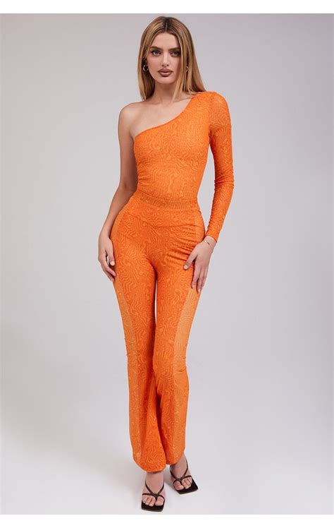 Clothing Trousers Mistress Rocks Say When Orange Print Mesh High