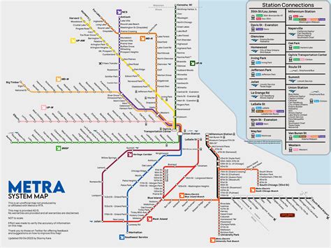 Map of Metra (Chicago Commuter Rail) Services & Connections : r ...