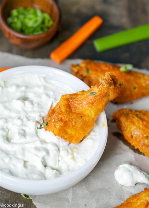 Crispy Oven Baked Buffalo Wings With Blue Cheese Dip