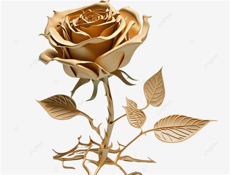 Rose Gold Three Dimensional Rose Golden Romantic Png Transparent