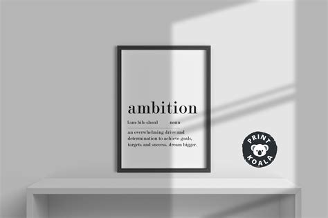 Ambition Definition Office Wall Art Home Office Etsy