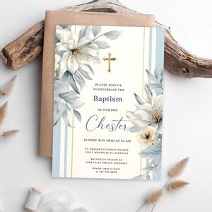 Boy Baptism Invitation Template, Boy Baptism Invite, Baptism Editable ...