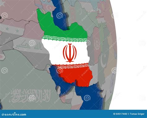 Der Iran Mit Seiner Flagge Stock Abbildung Illustration Von Kugel