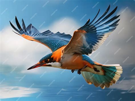 Premium AI Image | Kingfisher bird flying in the sky