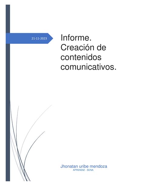 Informe Creacion De Contenidos Comunicativos Informe