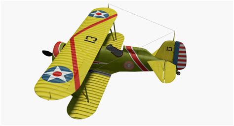 Boeing P-12 Biplane 3D Model by blackraven37