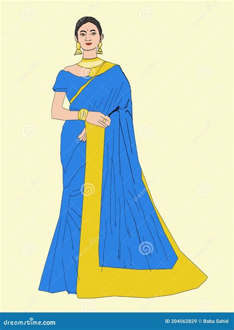 Indian Cartoon Girl With Saree Stock Illustration Illustration Of