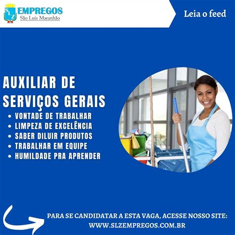 AUXILIAR DE SERVIÇOS GERAIS SLZ Empregos