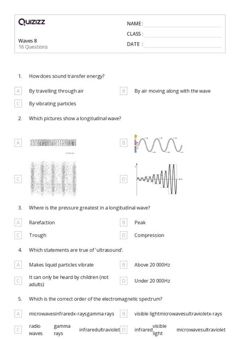 Waves Worksheets For Th Year On Quizizz Free Printable