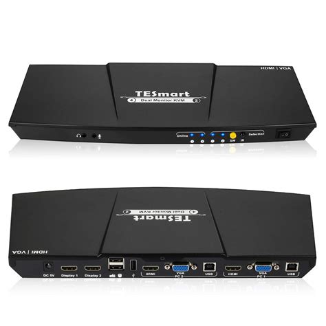 Dual Monitor Kvm Switch Port Hdmi Vga Audio Amazon In Electronics