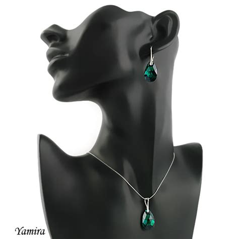 Swarovski Kolczyki Klasyczne Emerald Zielone Kolczyki Bi Uteria W