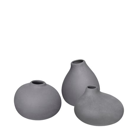 Blomus NONA Pewter Set 3 Vasen Material Porzellan Farbe grau Größe