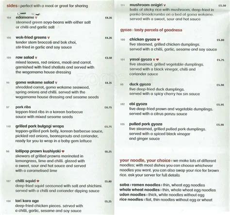 Wagamama Menu Menu For Wagamama City Centre Glasgow Zomato Uk