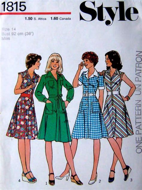 70s Dress Style 1815 Vintage Sewing Pattern A Line Dress Size Etsy