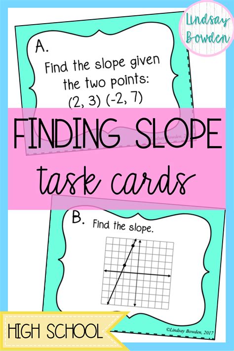 Finding Slope Task Cards High School Algebra Secondary Math Algebra