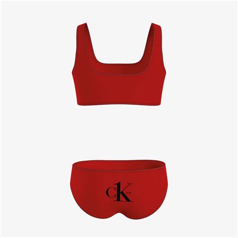 Calvin Klein Bralette Çocuk Kırmızı Bikini Takımı ÇOCUK Mayo Mayoşort