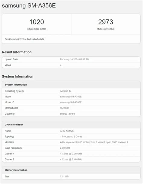 Samsung Galaxy A35 With Exynos 1380 In Geekbench Test S24