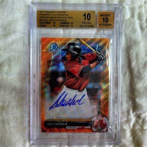 BGS 10 10 2017 Bowman Chrome Orange Wave Refractor Auto Jazz Chisholm