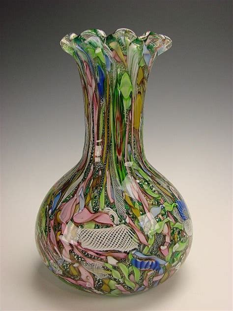 Vintage Avem Murano Art Glass Tutti Frutti Paperweight Vase Vintage