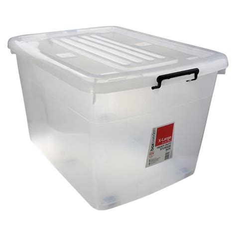 3 x 150L HEAVY DUTY Plastic Storage Boxes + Wheels & Lid - Tubs ...