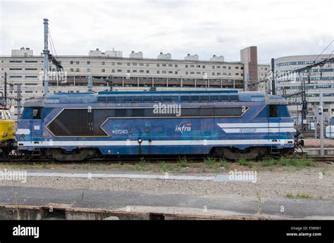 Blue Old Electrical Train On A Urban Background Stock Photo Alamy