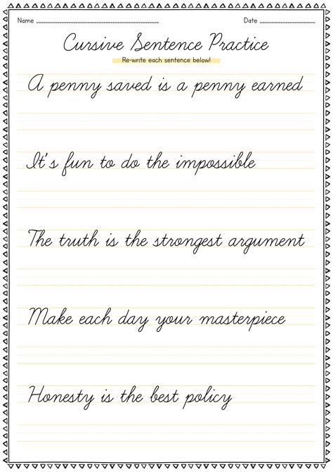 Cursive Handwriting Practice Printable