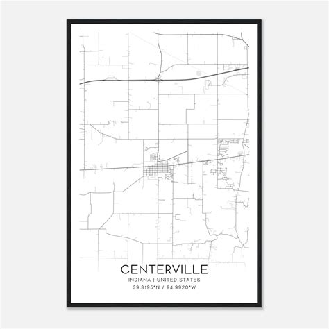 Centerville Indiana Map Poster, Modern Home Decor Wall Art Print