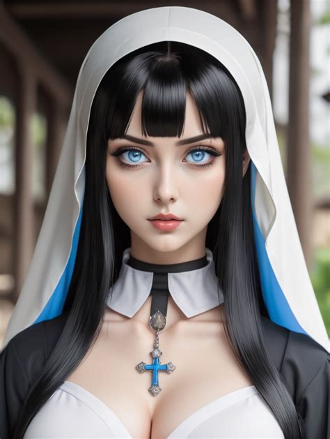 Premium Free Ai Images Busty Anime Nun With Blue Eyes And Black Hair