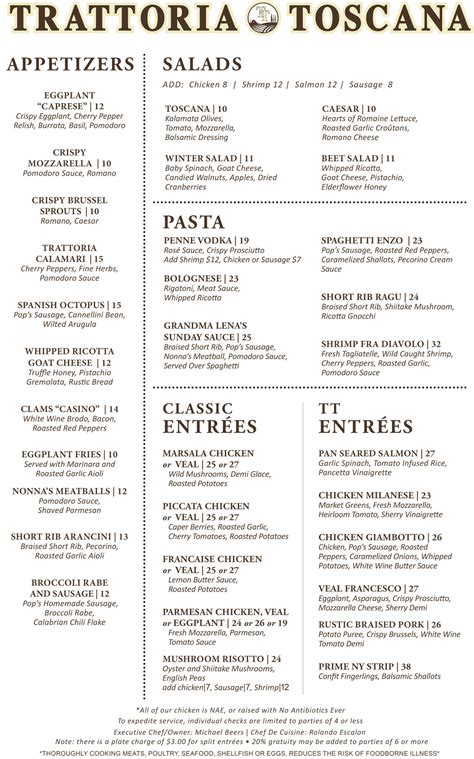 Menus Trattoria Toscana