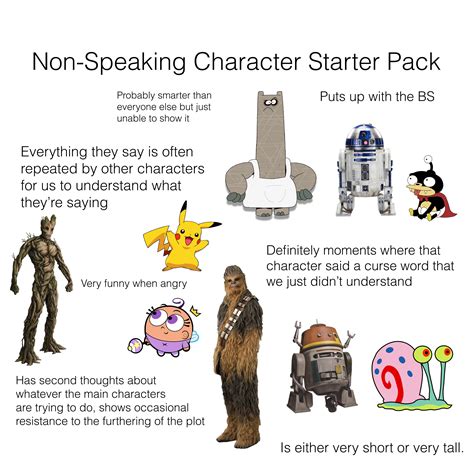 Non-Speaking Character Starter Pack : r/starterpacks