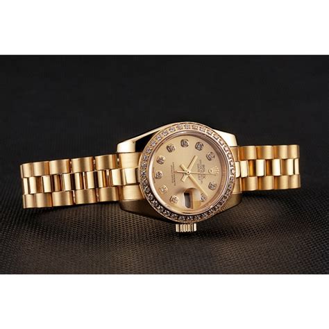 Schweizer Rolex Lady Datejust Champagner Dial Diamond Bezel Goldarmband