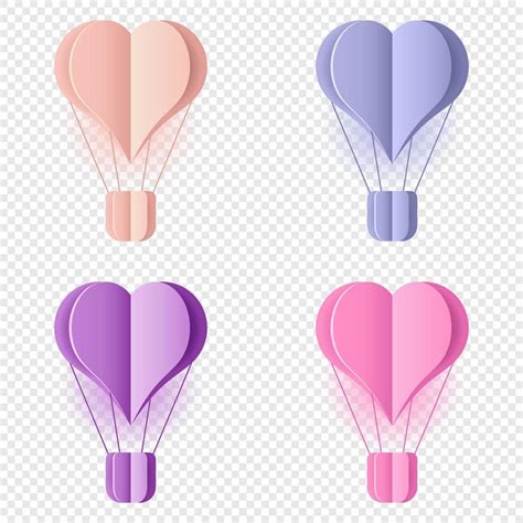 Set Of Paper Art Of Balloon Paper Art Style Of Colorful Hot Air Balloons Love In Paper Cut