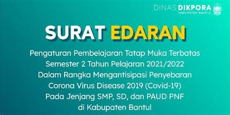 Isi Surat Edaran Pembelajaran Tatap Muka Di Bantul Ptm Bisa Persen