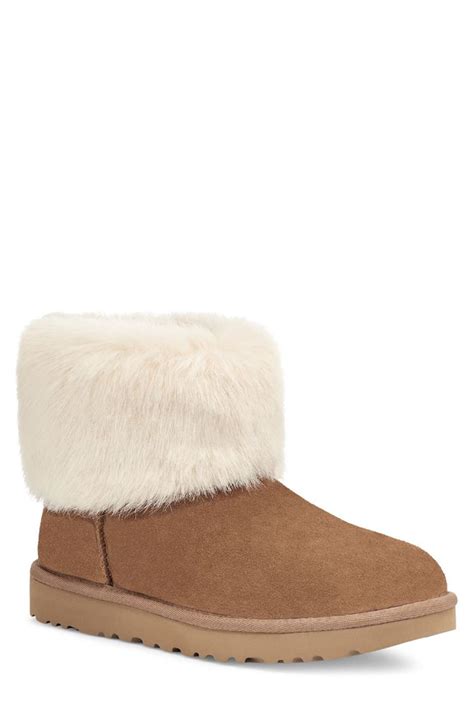 Ugg Mini Blakeley Faux Fur Trimmed Boot In Chestnut Modesens