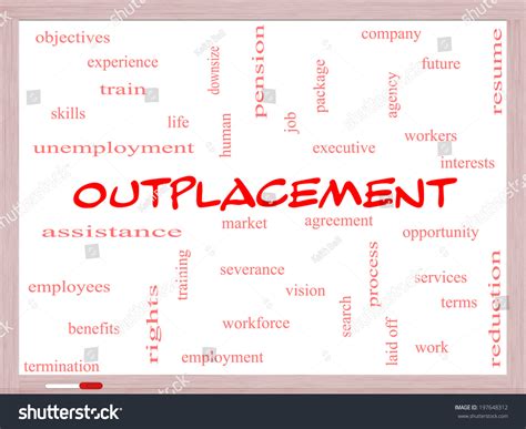 Outplacement Word Cloud Concept On Whiteboard Stock Illustration