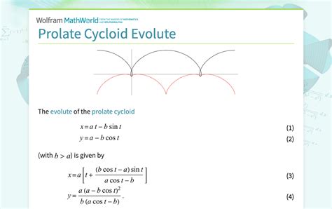 Prolate Cycloid Evolute From Wolfram Mathworld