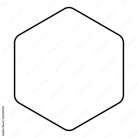 Vecteur Stock Hexagon With Rounded Corners Icon Black Color Outline